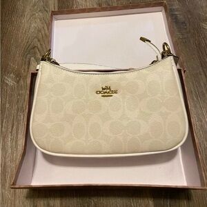 Coach Ivory Shoulder Bag with Gold Accents